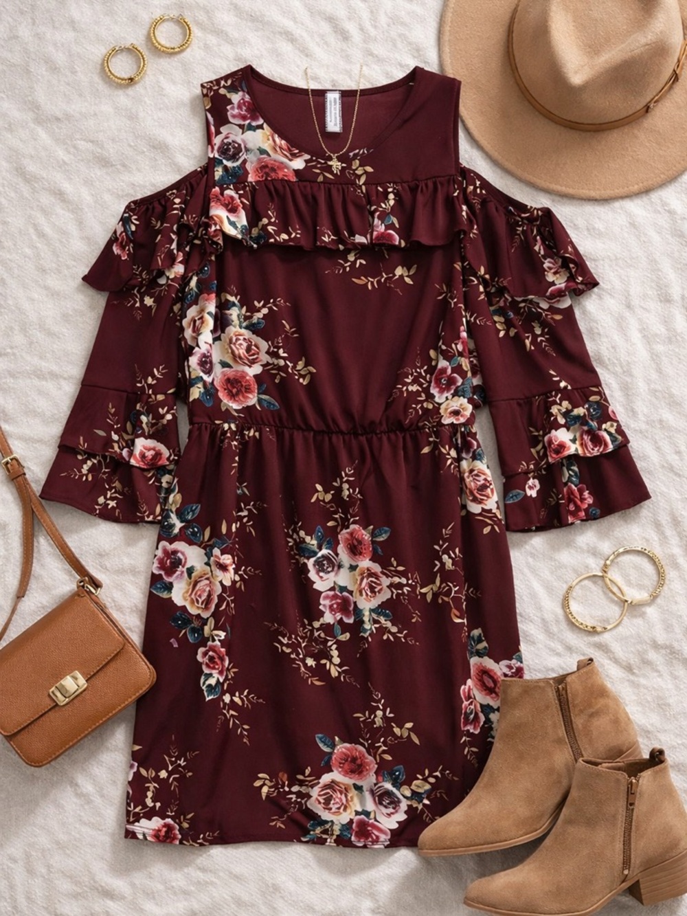 Floral Cold Shoulder Dress